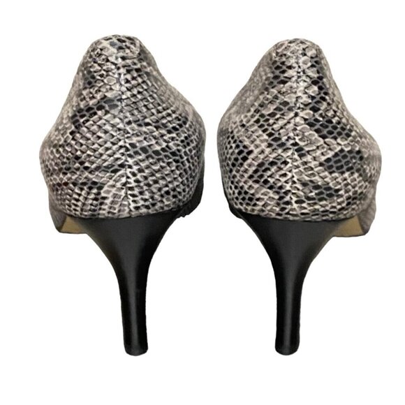 Cole Haan Nike Air Snakeskin Peep-Toe Heels in Gray Black Size 10B - Picture 5 of 7